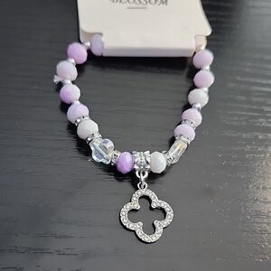 Luxury Clover Inspired Purple and Silver Beaded Bracelet